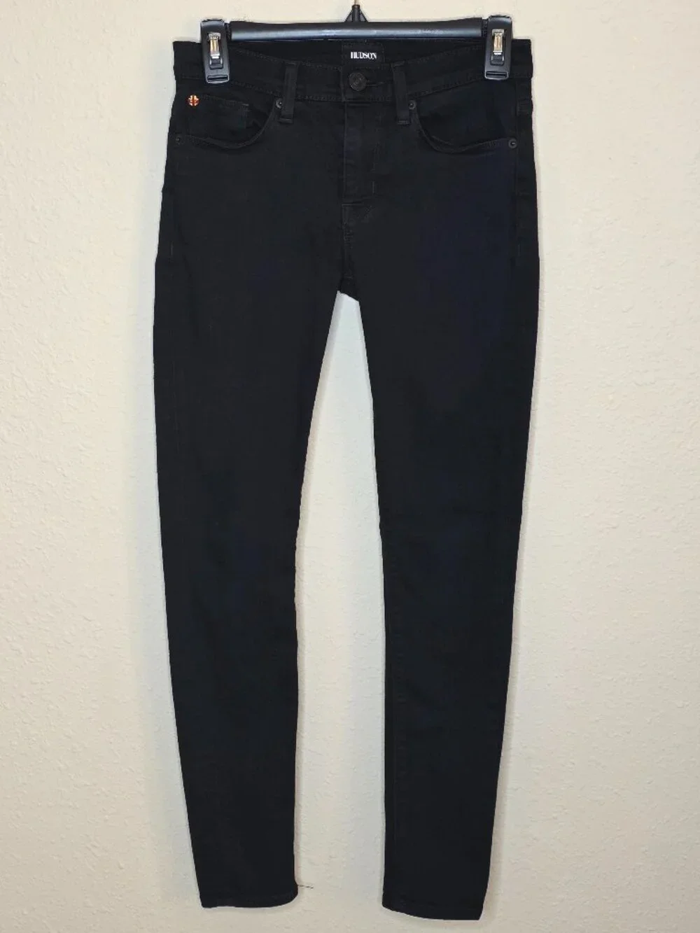 Hudson Nico Midrise Super Skinny Black Jeans, Size 25